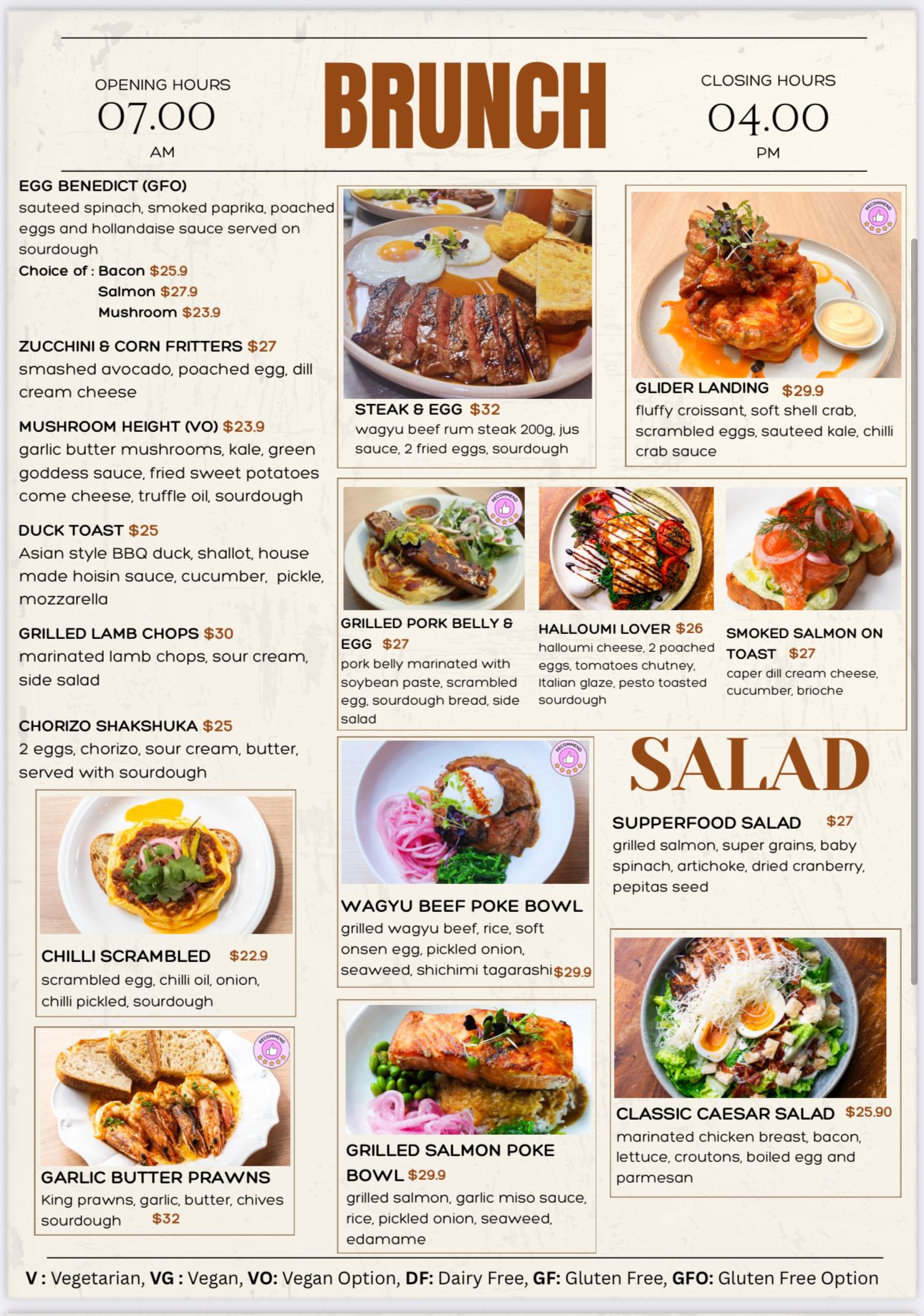 Glider Garden menu page 3 - sweets and more